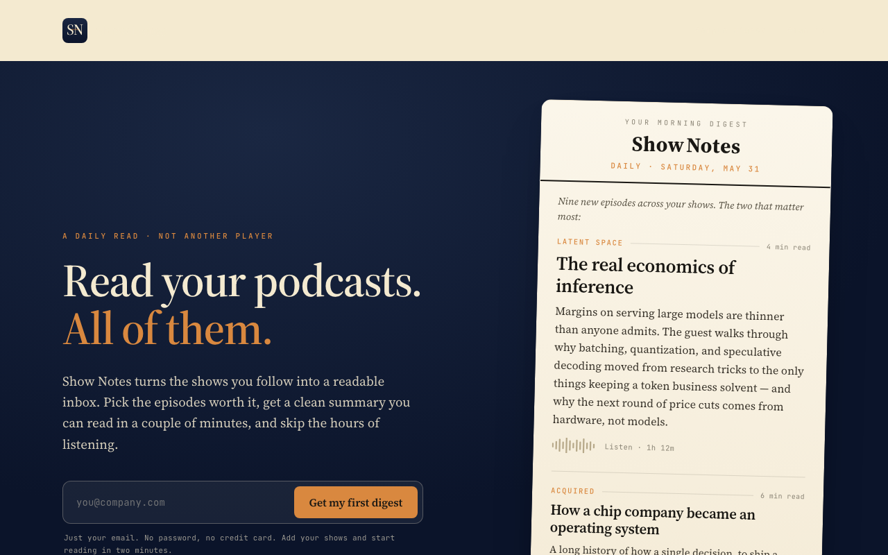 Show Notes screenshot