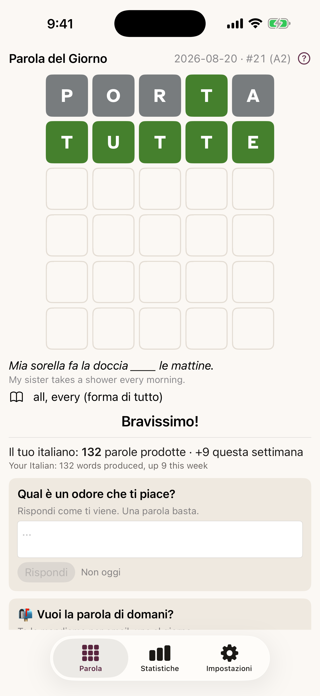 Paroletta: result grid